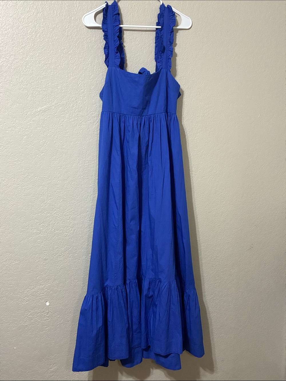 Free People Cobalt Blue Ruffle Strap Maxi Dress with Back Tie - Picture 9 of 9